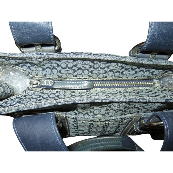 Coach Soho Blue & Grey Denim Canvas Signature C Jacquard Satchel 2008 F12310 - Picture 10 of 12